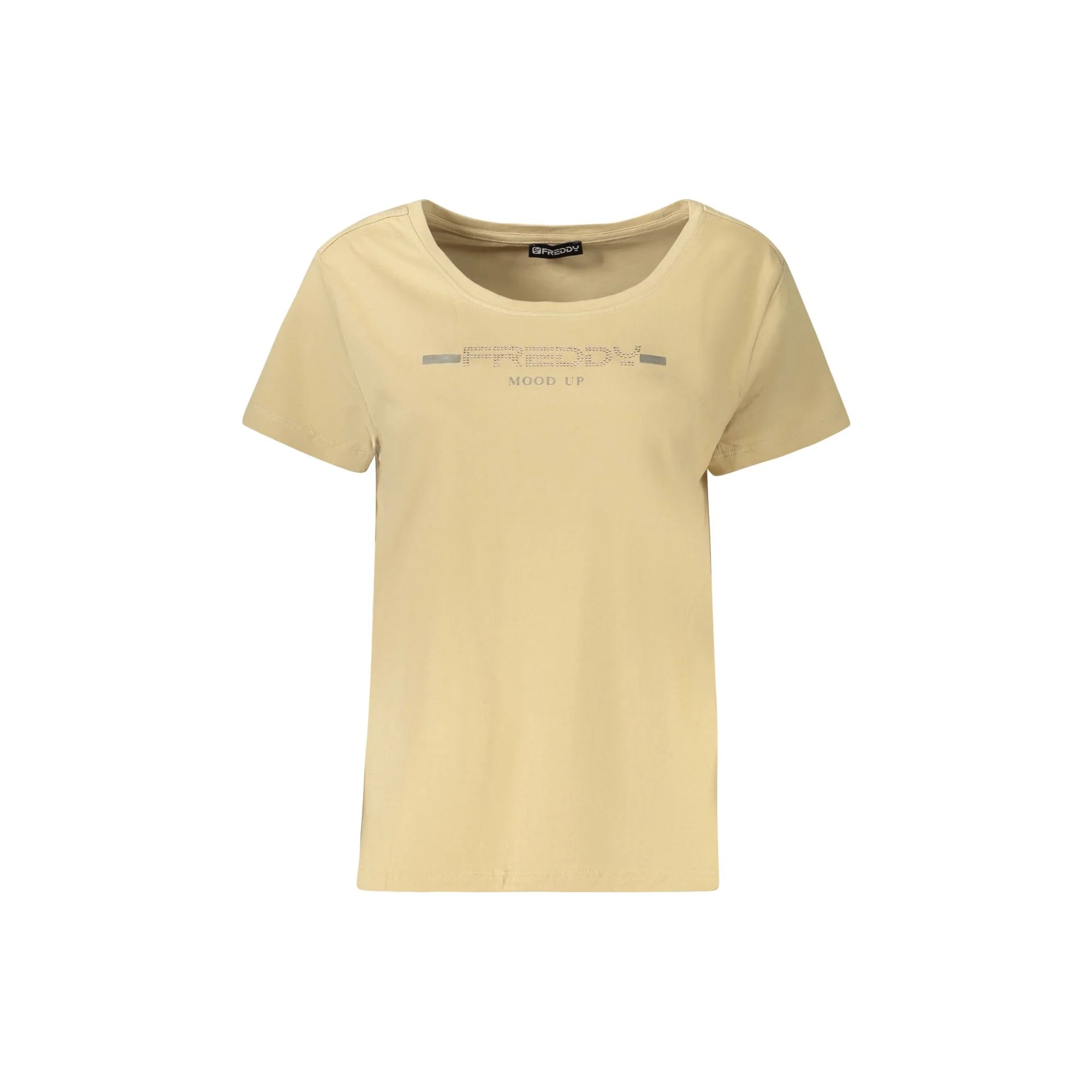 Freddy T-Shirt Maniche Corte Donna Beige Applicazione Strass - foto prodotto